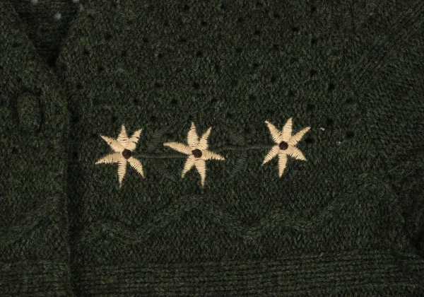 Sybilla Floral Embroidery Long Cable Knit Cardigan K-166645_006