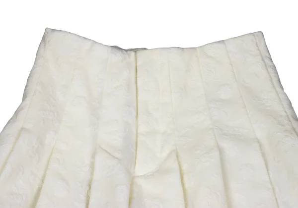 COMME des GARCONS Dyed Poly Floral Jacquard Pleats Skirt Like Wide Shorts K-166655_003