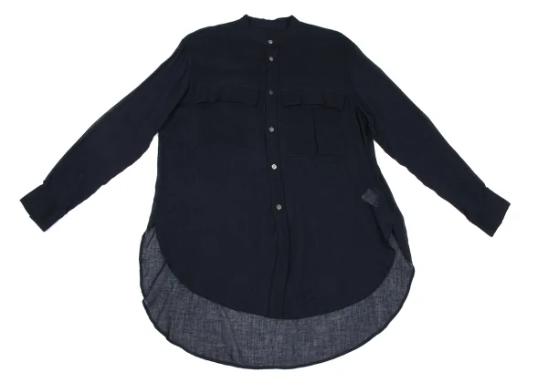 Y's Rayon Linen Flap Pocket Band Collar Shirt K-166661_002