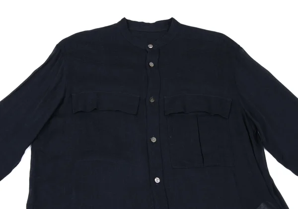 Y's Rayon Linen Flap Pocket Band Collar Shirt K-166661_003