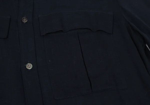 Y's Rayon Linen Flap Pocket Band Collar Shirt K-166661_006