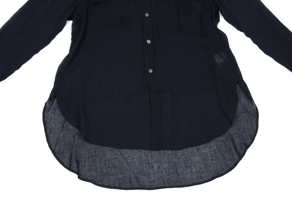 Y's Rayon Linen Flap Pocket Band Collar Shirt K-166661_011