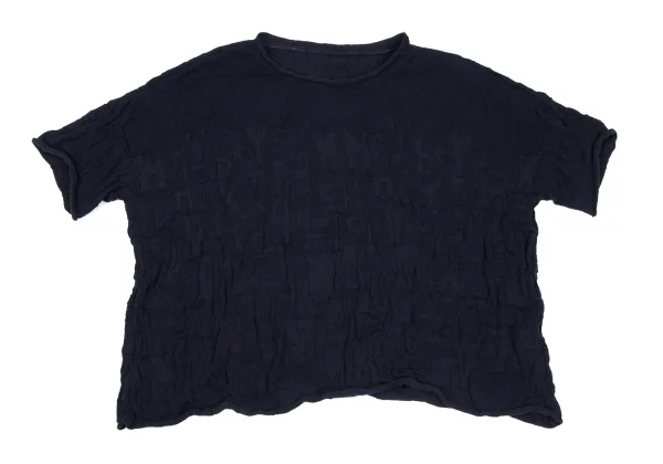 Y's Cotton Blended Logo Jacquard Short Sleeve Knit Top K-166664_002