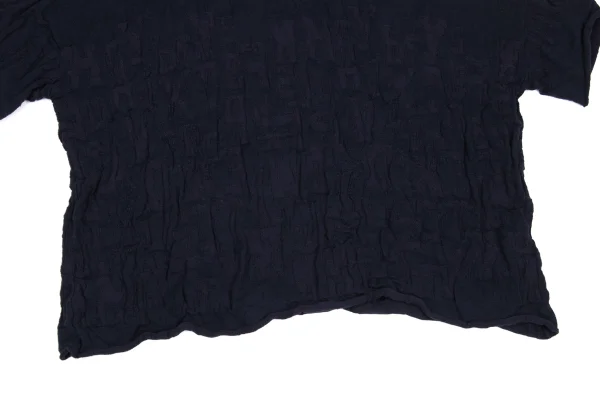 Y's Cotton Blended Logo Jacquard Short Sleeve Knit Top K-166664_007