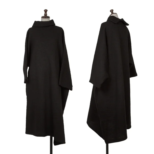 Y's Mohair Blend Collared Dolman Knit Dress Black 2 K-166674_001