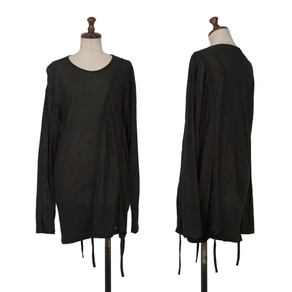 ビーヨウジヤマモトB Yohji Yamamoto コットン絞りコードデザインカットソー 黒2