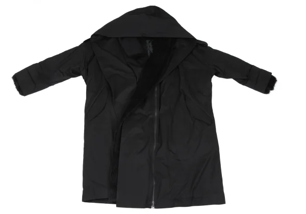 B Yohji Yamamoto Detachable Fur Pad Hooded Coat K-166679_002