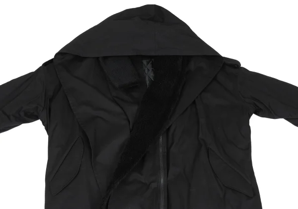 B Yohji Yamamoto Detachable Fur Pad Hooded Coat K-166679_003
