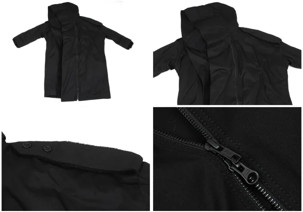 B Yohji Yamamoto Detachable Fur Pad Hooded Coat K-166679_004