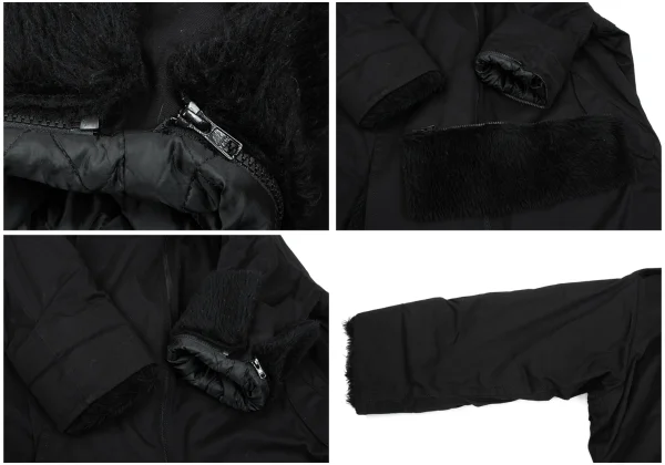 B Yohji Yamamoto Detachable Fur Pad Hooded Coat K-166679_007