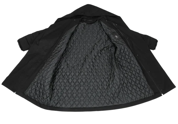 B Yohji Yamamoto Detachable Fur Pad Hooded Coat K-166679_013