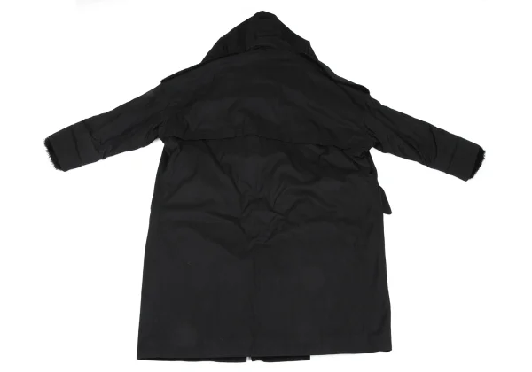 B Yohji Yamamoto Detachable Fur Pad Hooded Coat K-166679_015