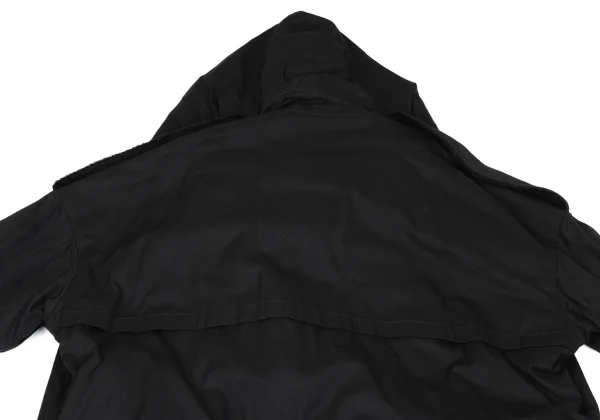 B Yohji Yamamoto Detachable Fur Pad Hooded Coat K-166679_016