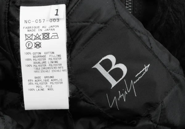 B Yohji Yamamoto Detachable Fur Pad Hooded Coat K-166679_018
