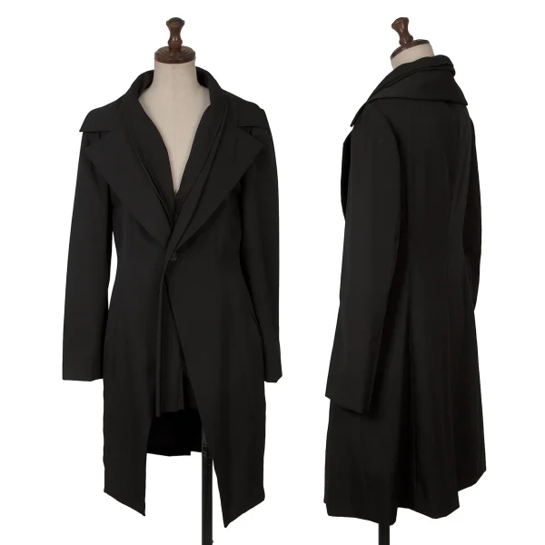Yohji Yamamoto FEMME Wool Gabardine Detachable Jacket Black 1 K-166682_001