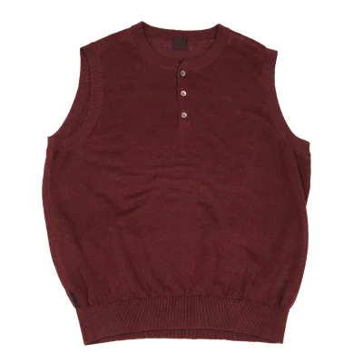 Papas Linen Henley Neck Knit Vest