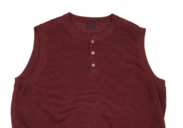 Papas Linen Henley Neck Knit Vest K-166684_002