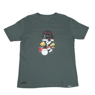 Papas Drumming Bear Printed T-shirt