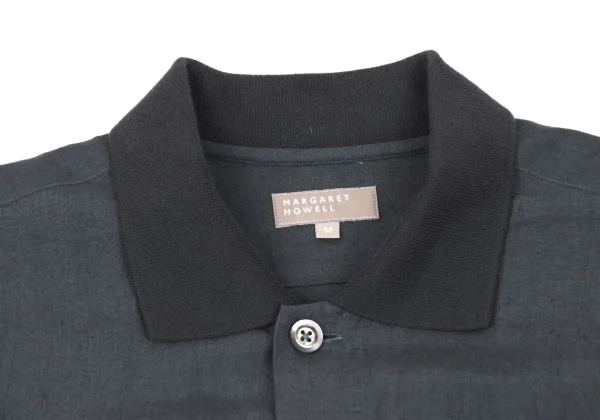 MARGARET HOWELL Ribbed Collar Linen Long Sleeve Shirt K-166700_003