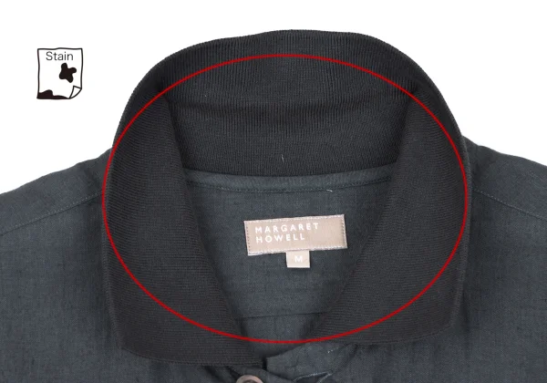 MARGARET HOWELL Ribbed Collar Linen Long Sleeve Shirt K-166700_005