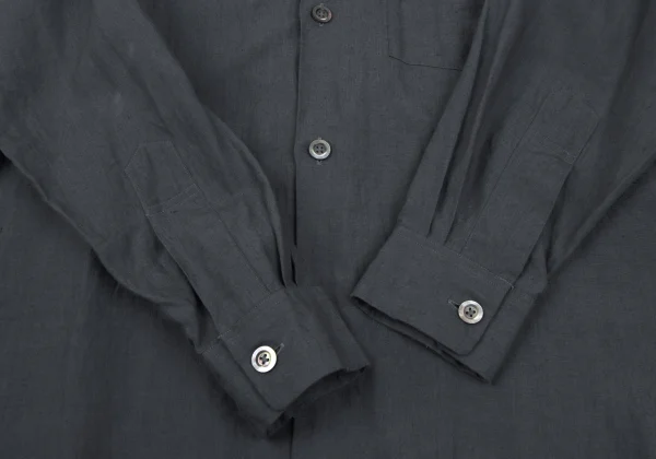 MARGARET HOWELL Ribbed Collar Linen Long Sleeve Shirt K-166700_008