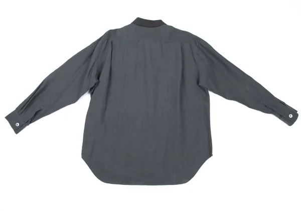 MARGARET HOWELL Ribbed Collar Linen Long Sleeve Shirt K-166700_012