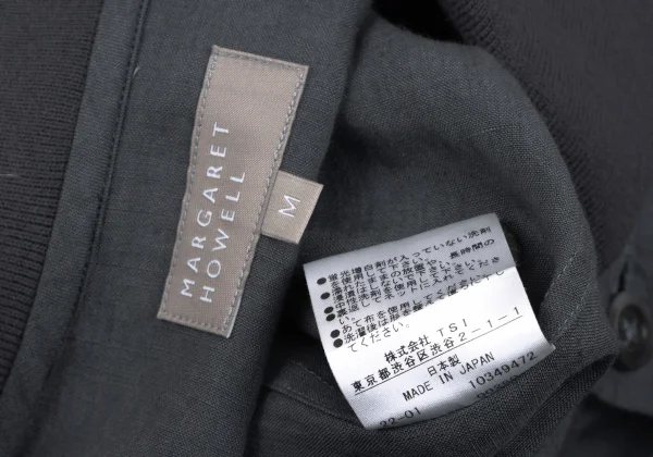 MARGARET HOWELL Ribbed Collar Linen Long Sleeve Shirt K-166700_014