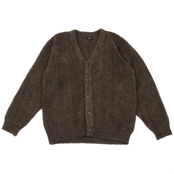 BEAMS Boucle Stripe Knit Cardigan Brown L K-166702_001