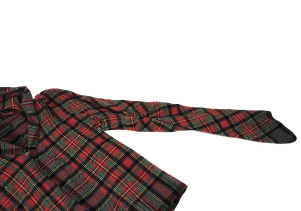 COMME des GARCONS Fulling Check Gathered Switching Jacket K-166704_007