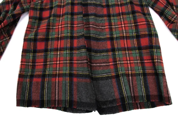 COMME des GARCONS Fulling Check Gathered Switching Jacket K-166704_011