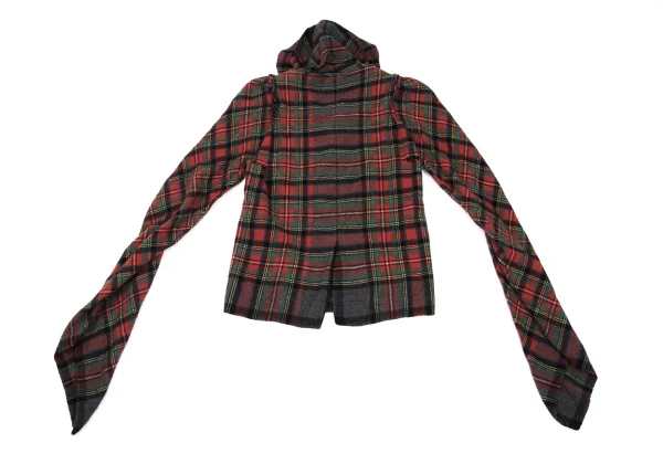 COMME des GARCONS Fulling Check Gathered Switching Jacket K-166704_013