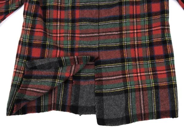 COMME des GARCONS Fulling Check Gathered Switching Jacket K-166704_014