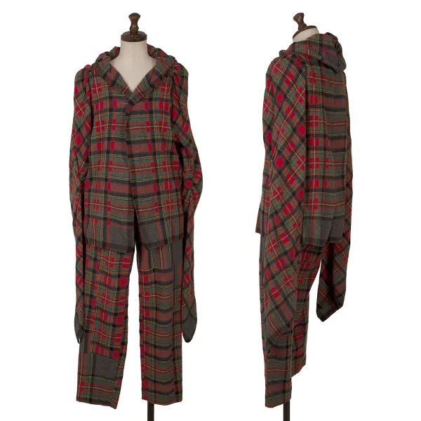 COMME des GARCONS Fulling Check Switching Jacket & Pants Red,Green S-M S K-166706_001