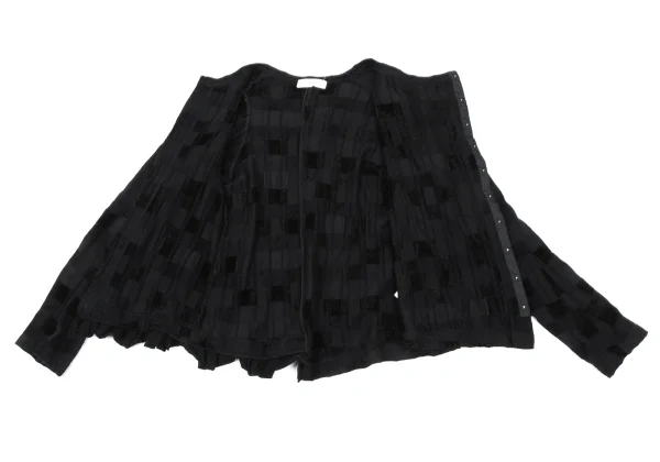 COMME des GARCONS Detachable Ribbon Checker Cardigan K-166718_010