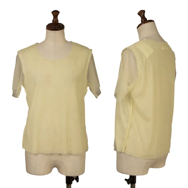 COMME des GARCONS Layered Mesh T Shirt Ivory XS-S K-166721_001