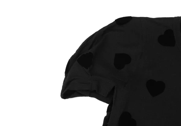 COMME des GARCONS Heart Flocked Print Side Cut Off Knit T Shirt K-166722_005