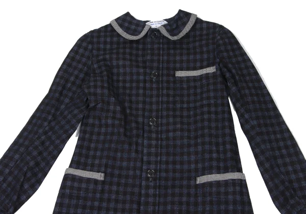 COMME des GARCONS Cotton Block Check Houndstooth Piping Coat K-166727_003