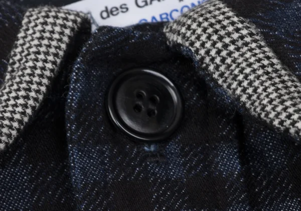 COMME des GARCONS Cotton Block Check Houndstooth Piping Coat K-166727_006