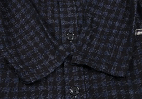COMME des GARCONS Cotton Block Check Houndstooth Piping Coat K-166727_009