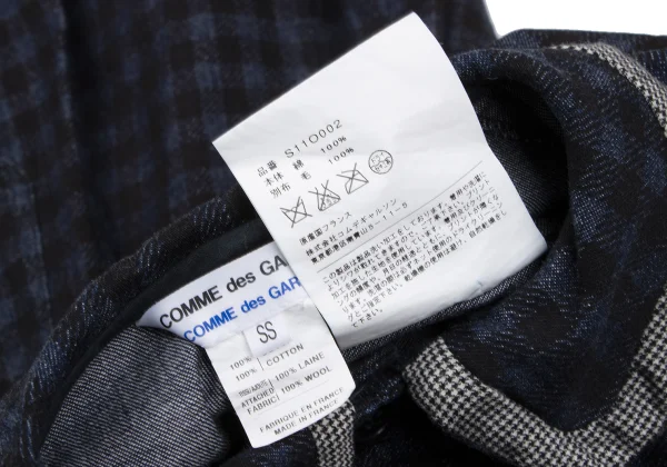 COMME des GARCONS Cotton Block Check Houndstooth Piping Coat K-166727_019
