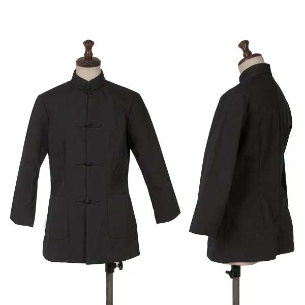 コムコム コムデギャルソンCOMME des GARCONS ナイロンチャイナボタンジャケット 黒XS
