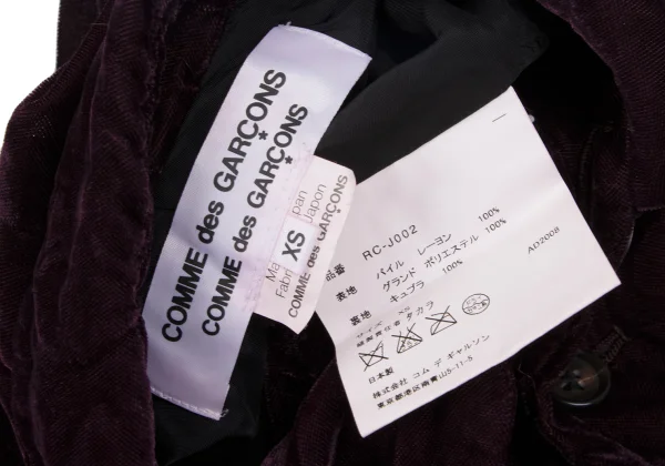 COMME des GARCONS Hem Bleached Velour Round Collar Jacket K-166729_015
