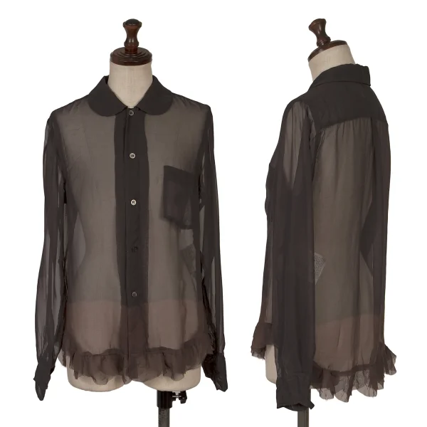 COMME des GARCONS Hem Frill Dyed Sheer Blouse Charcoal,Brown XS K-166735_001