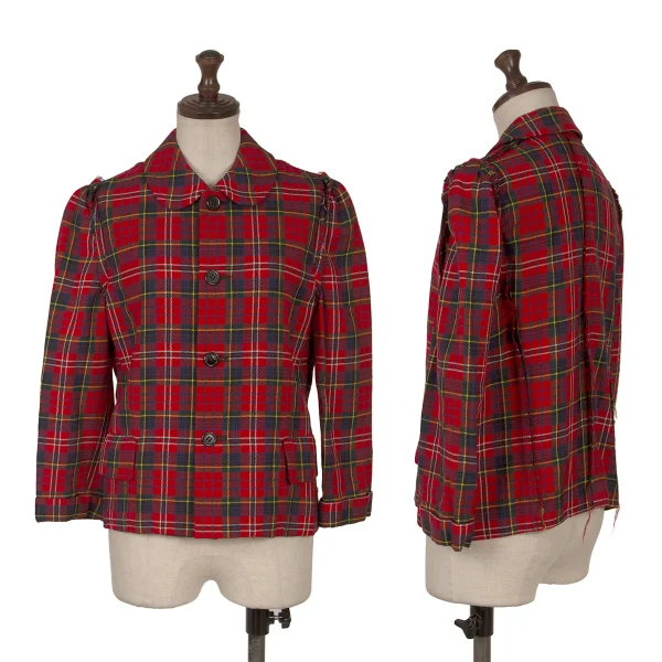 robe de chambre COMME des GARCONS Cutting Outseam Check Jacket Red,Multi-Color M K-166740_001