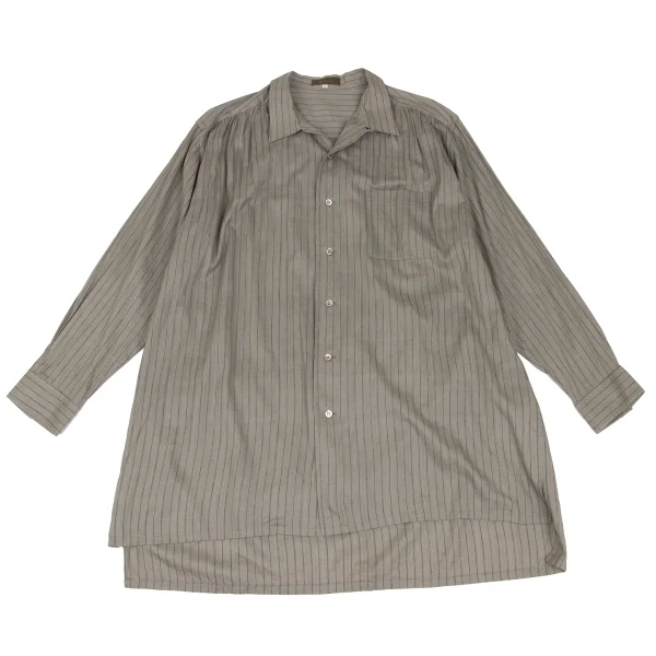 Y's for men Silk Cotton Striped Weave Shirt Khaki 3 K-166745_001