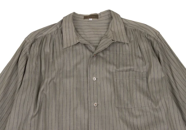 Y's for men Silk Cotton Striped Weave Shirt K-166745_002