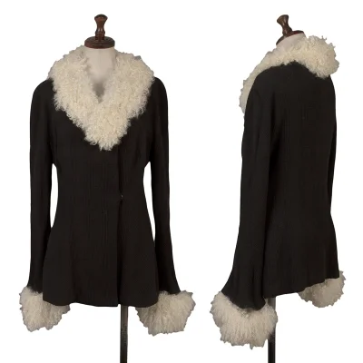 Yohji Yamamoto FEMME Detachable Shaggy Checker Knit Jacket