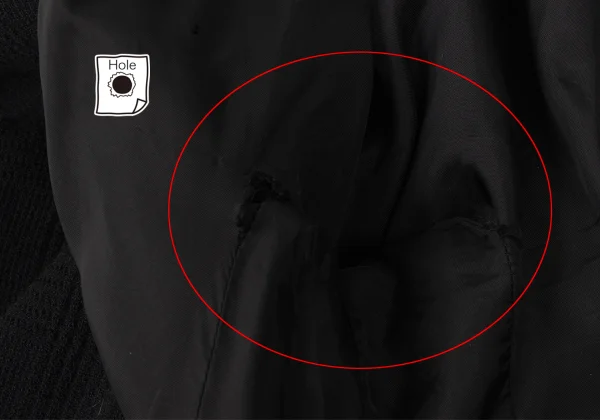 ヨウジヤマモトファムYohji Yamamoto FEMME ウール混シャギー着脱チェック織りニットジャケット 黒オフS K-166759_014