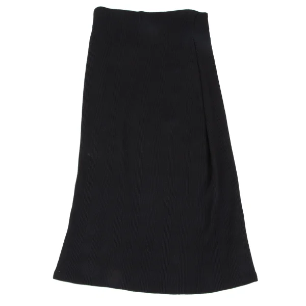 ヨウジヤマモトファムYohji Yamamoto FEMME ウール混チェック織りニットスカート 黒M K-166760_002