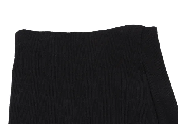 ヨウジヤマモトファムYohji Yamamoto FEMME ウール混チェック織りニットスカート 黒M K-166760_003